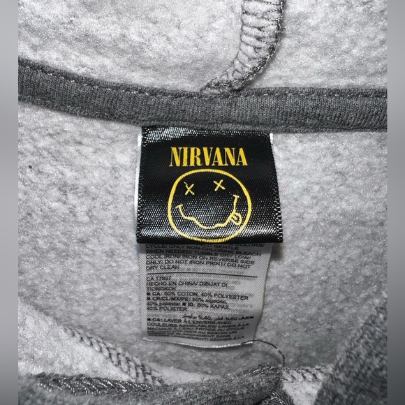 NIRVANA Gray Boy’s Hoodie with Iconic Yellow Logo - Picture 4 of 6